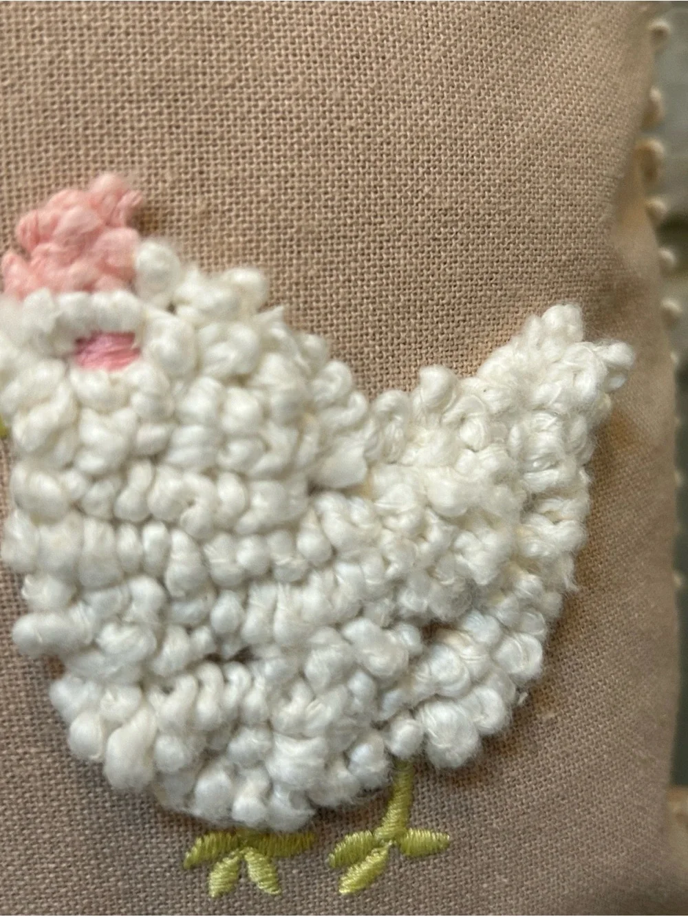 Plush Embroidered Chicken Family Pillow - Pink